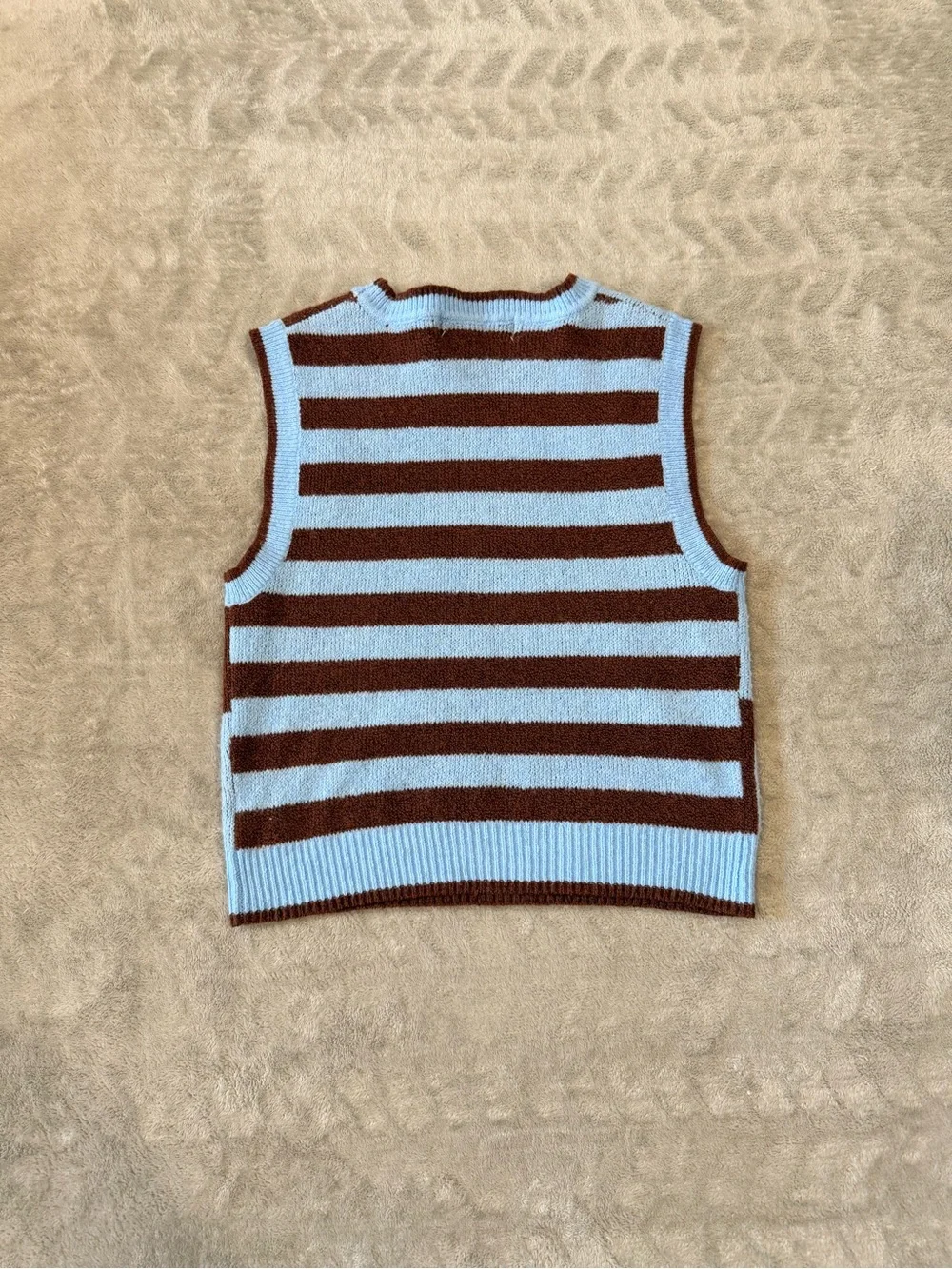 Sugar Moon Blue & Brown Floral Checkered Knit Sweater Vest Small 90s Y2K